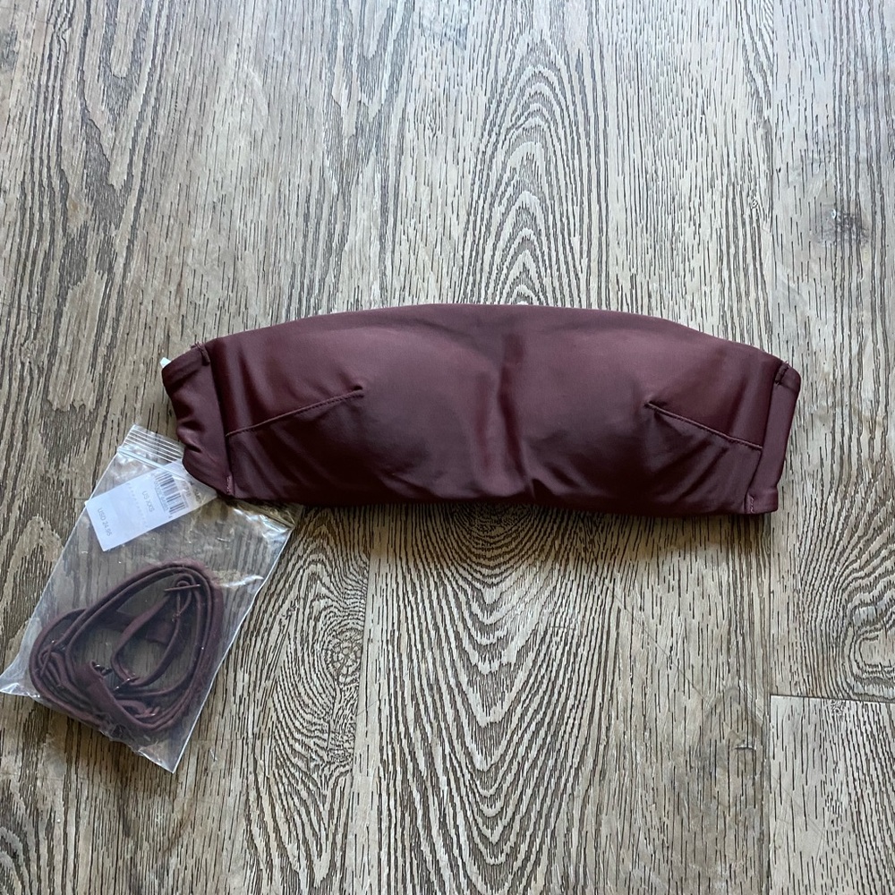 Aerie Bandeau swim bikini top in wine NWT